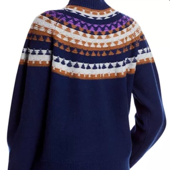 Theory Wm's Fair Isle Wool & Cashmere Sweater - Navy Small #0574 - Picture 2 of 7